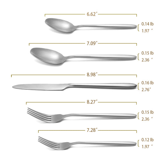 DEACORY Drip Matte Silver 20pcs Silverware Set